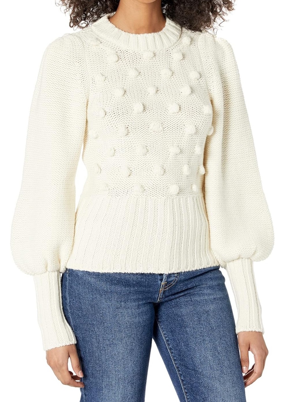 Ramy Brook Rachel Ivory Pom Pom Sweater NWT